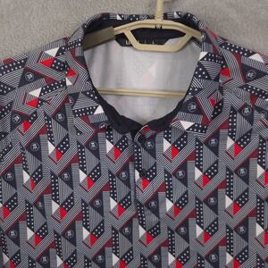 UNRL Golf Polo Shirt Mens Large Barstool Sports All Over Print AOP Flag Tech